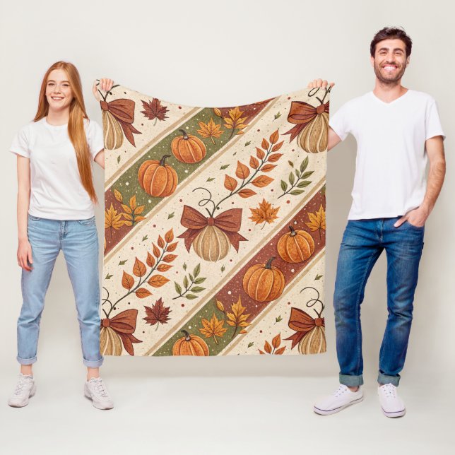 Herbst-Kürbis- und Blätter-Fall-Muster Fleecedecke (Beispiel)