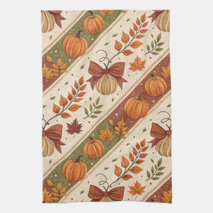Herbst-Kürbis- und Blätter-Fall-Muster Geschirrtuch