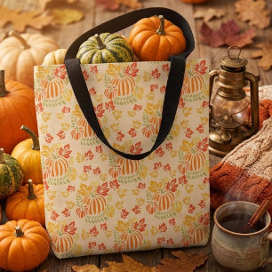 Herbst-Kürbis- und fallende Blätter nahtloses Must