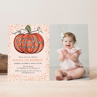 Herbst-Kürbis Unser Kleiner Wird Eins Foto Einladung
