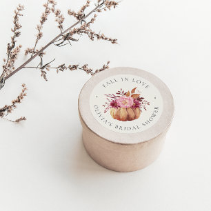 Herbst-Kürbis- & Wildblumen-Hochzeitsdusche Runder Aufkleber