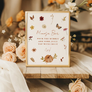 Herbst-Kürbis-Wildblumen-Mimosa-Bar-Schild Poster