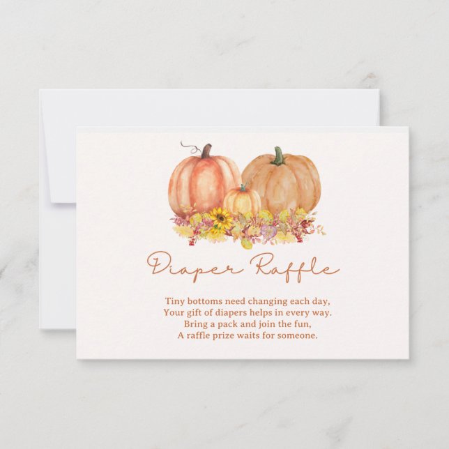 Herbst-Kürbis-Windel-Raffle-Karte – Boho Fall Dankeskarte (Vorderseite)