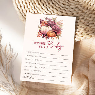 Herbst-Kürbis-Wünsche für Baby Shower Spielkarte Einladung