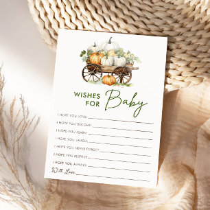Herbst-Kürbis-Wünsche für Baby Shower Spielkarte Einladung