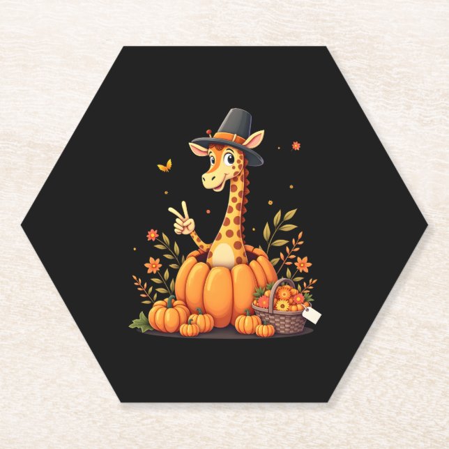 Herbst Kürbisfall Giraffe Erntedank Womens Me Untersetzer (Vorderseite)