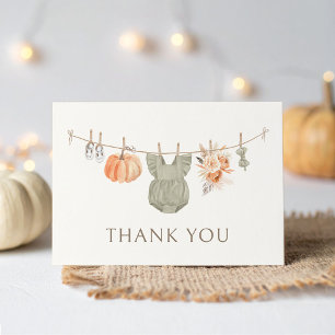 Herbst Kürbismädchen Babykleidung Babyparty Dankeskarte
