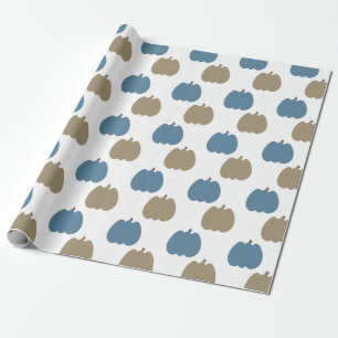Herbst-Kürbisse Blau Beige Geschenkpapier