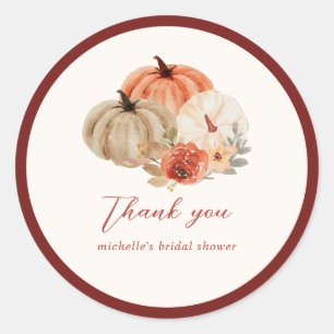 Herbst Kürbisse Blumen Elegant Dankeschön Geschenk Runder Aufkleber