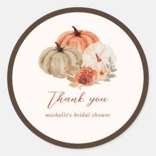 Herbst Kürbisse Blumen Elegant Dankeschön Geschenk Runder Aufkleber