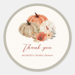Herbst Kürbisse Blumen Elegant Dankeschön Geschenk Runder Aufkleber