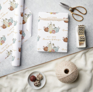 Herbst-Kürbisse personalisierter Name Ein Geschenk Geschenkpapier