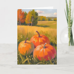 Herbst-Kürbisse Wasserfarben Herbstwiese Karte