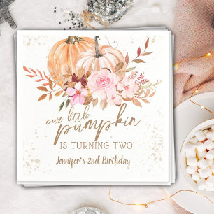 Herbst-Kürbisse Watercolor Boho Mädchen 2. Geburts Serviette