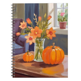 Herbst-Kürbisstrauß | Orange Blumen Herbst Notizblock