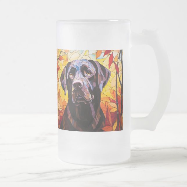 Herbst Labrador Retriever Moderner Hundewelpen Mattglas Bierglas (Rechts)