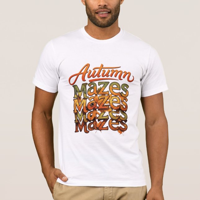 Herbst-Labyrinth-Typografie-Blatt-Design T-Shirt (Vorderseite)
