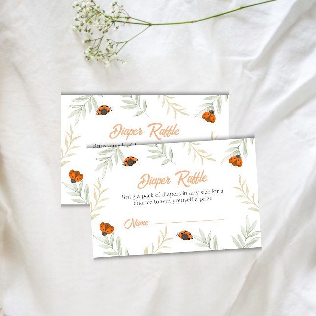Herbst Ladybug Greenerenery Diaper Raffle Baby Dus Begleitkarte (Fall Ladybug Greenery Diaper Raffle Baby Shower Enclosure Card)