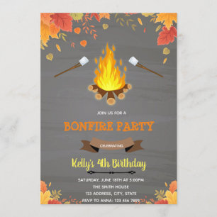 Herbst-Lagerfeuer-Camp-Themenparty Einladung