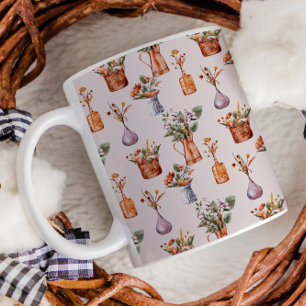 Herbst-Landhaus-Farmhouse-Erntedank-Blumen-Kupfer Kaffeetasse
