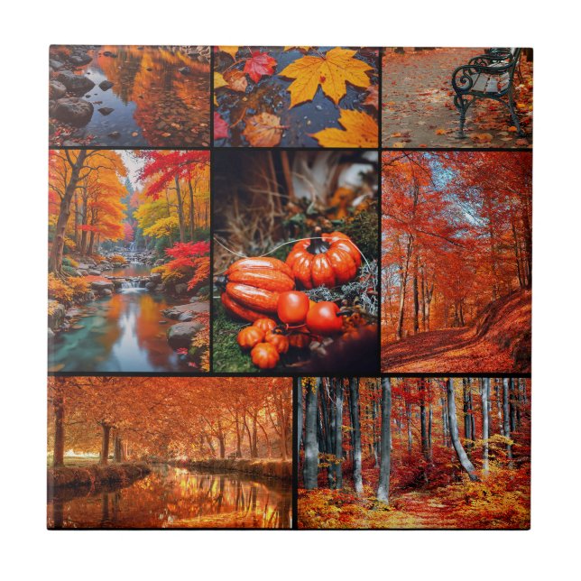 Herbst Landschaft Foto Collage Kunst Fliese (Vorderseite)