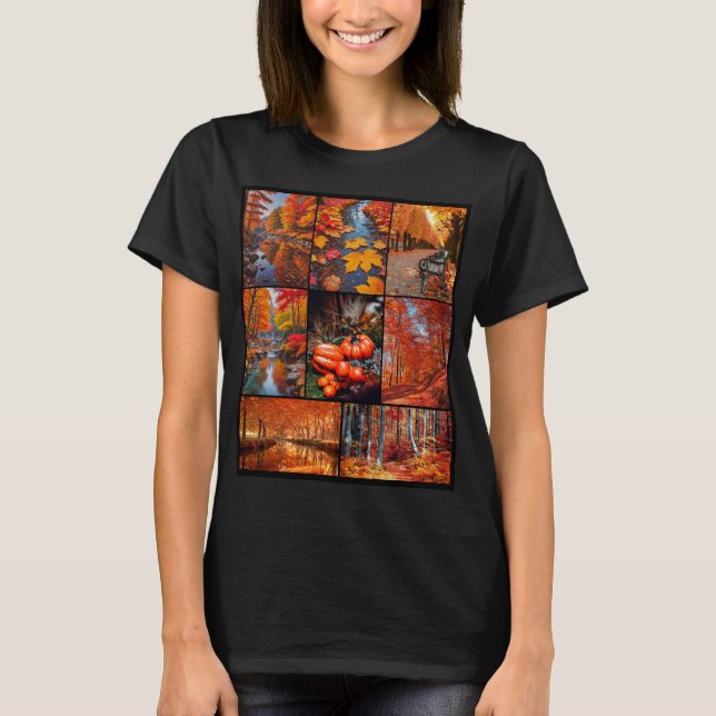 Herbst Landschaft Foto Collage Kunst T-Shirt (Vorderseite)