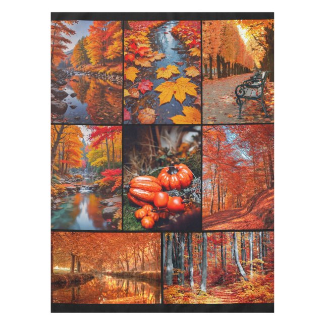 Herbst Landschaft Foto Collage Kunst Tischdecke (Vorderseite)