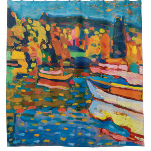 Herbst-Landschaft mit Booten durch Wassily Duschvorhang