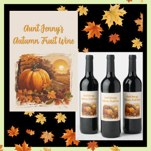 Herbst Landschaft Pumpkin Weinetikett