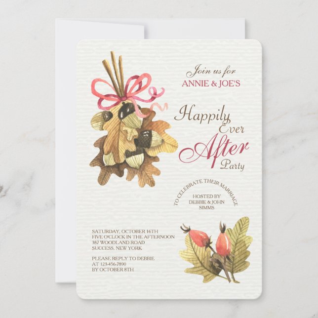 Herbst lässt Bouquet Einladung (Vorderseite)