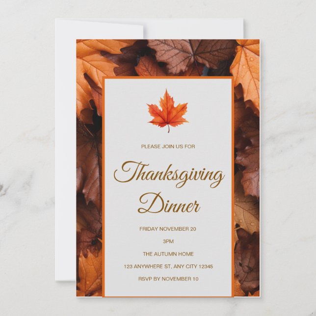 Herbst lässt Erntedank Dinner Einladung (Vorderseite)