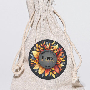 Herbst lässt Erntedank Familienname und Jahr Runder Aufkleber