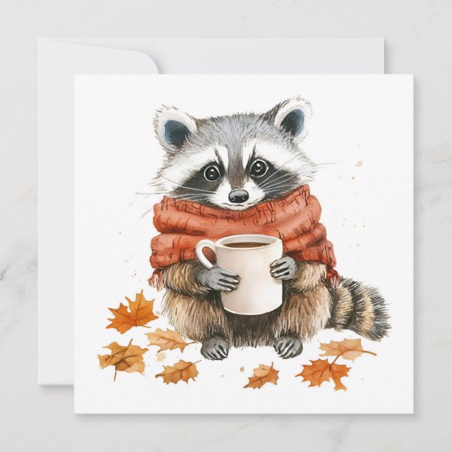 Herbst lässt gemütlichen Herbstschläger mit Tasse  Einladung (Vorderseite)