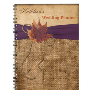 Herbst lässt IMITATE Burlap Wedding Planner Notebo Notizblock
