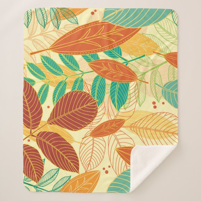 Herbst lässt nahtloses Muster Sherpadecke (Vorderseite)