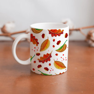 Herbst lässt Nüsse Kastanien Muster Eleganter Fall Kaffeetasse
