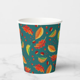 Herbst lässt Nüsse Kastanien Muster Eleganter Fall Pappbecher