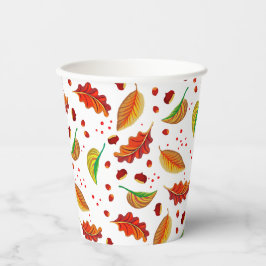 Herbst lässt Nüsse Kastanien Muster Eleganter Fall Pappbecher