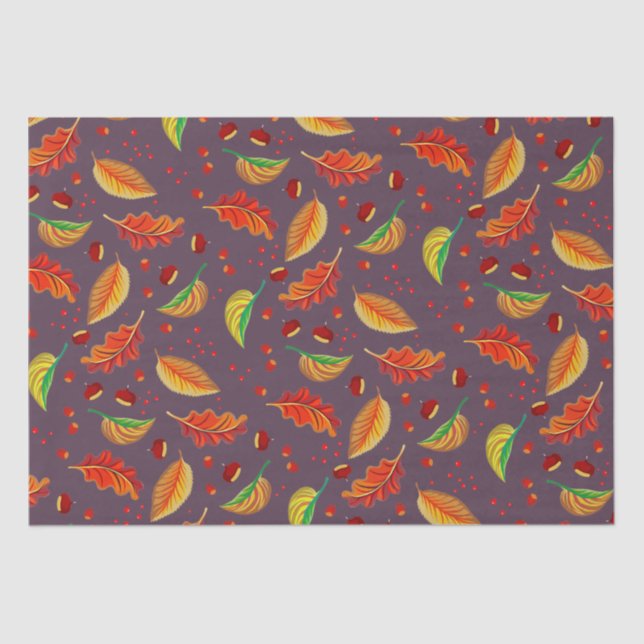 Herbst lässt Nüsse Kastanien Muster Eleganter Fall Seidenpapier (Vorderseite)