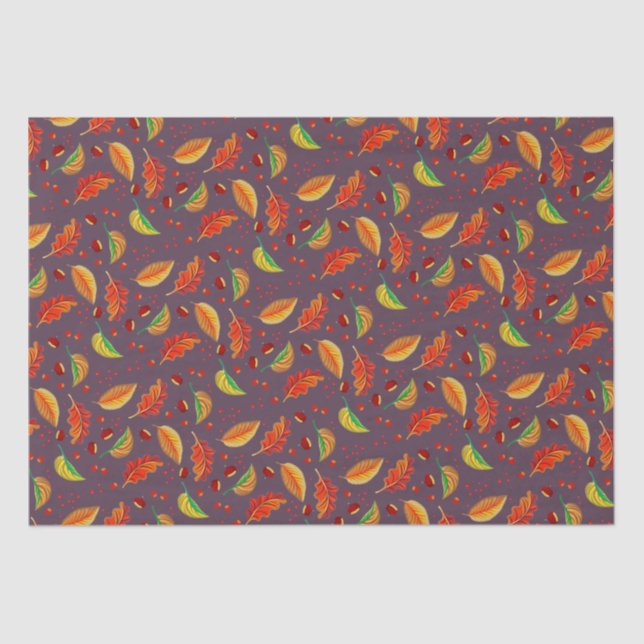 Herbst lässt Nüsse Kastanien Muster Eleganter Fall Seidenpapier (Vorderseite)