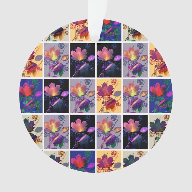 Herbst lässt rustikales Patchwork Quilt Collage Ornament (Vorderseite)