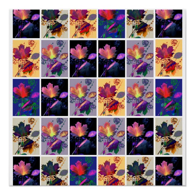 Herbst lässt rustikales Patchwork Quilt Collage Poster (Vorderseite)