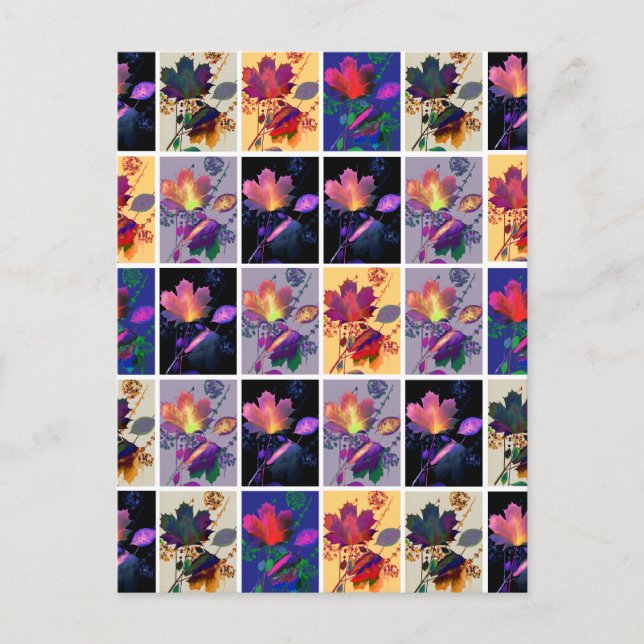 Herbst lässt rustikales Patchwork Quilt Collage Postkarte (Vorderseite)