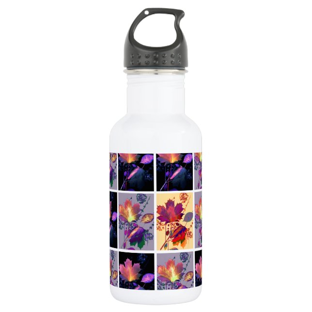 Herbst lässt rustikales Patchwork Quilt Collage Trinkflasche (Vorderseite)