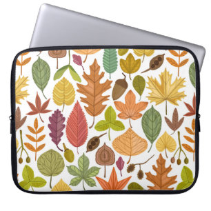 Herbst lässt Vintages nahtloses Muster auf weißer Laptopschutzhülle