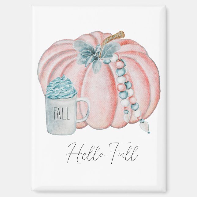 Herbst lässt Wasserfarben Pumpkins Blue Pink Fall Magnet (Vorderseite)