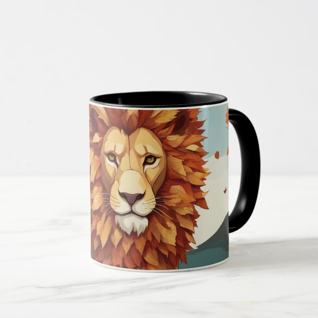 Herbst Leaves Male Lion Tasse (VorderseiteRechts)