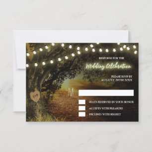 Herbst-Lichterkette Eichenbaum Hochzeit RSVP Karte