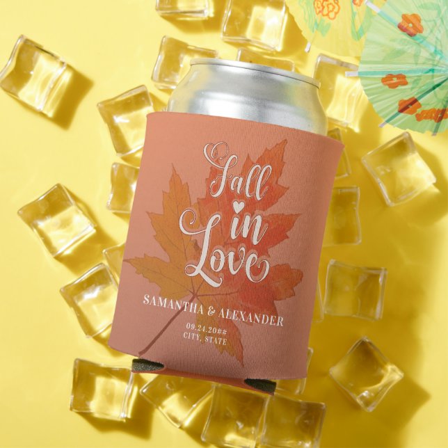 Herbst Liebe Ahornblättrige Gastgeschenk Hochzeit  Dosenkühler (In Situ Sommer)