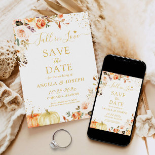 Herbst Liebe Blumenkürbis Terrakotta auf dem Monte Save The Date